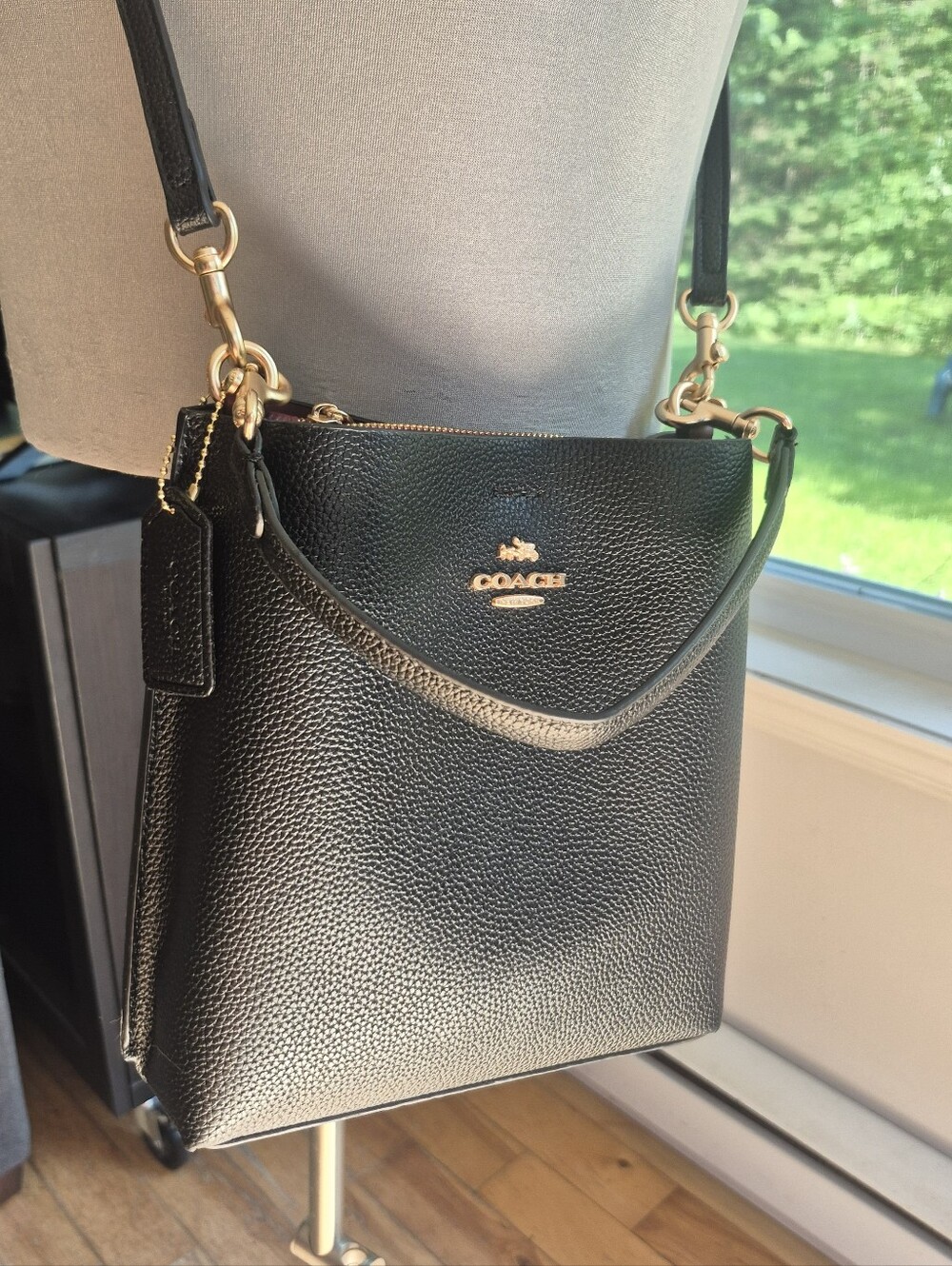 Black Crossbody Bucket Bag.